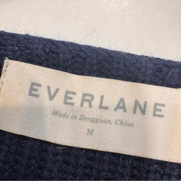 EVERLANE Women’s Navy Blue Wool Sweater Boat Neck Long Sleeve Sz M - Picture 5 of 9